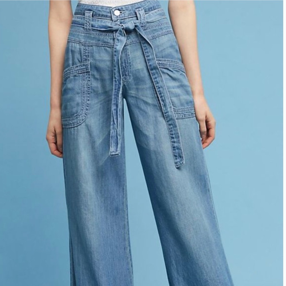 Pilcro Ultra High-Rise Tie-Waist Wide-Leg Pants | size 25